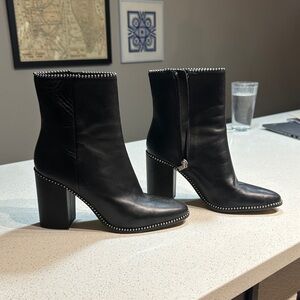 Coach Black Heeled Boots with Stud Accents